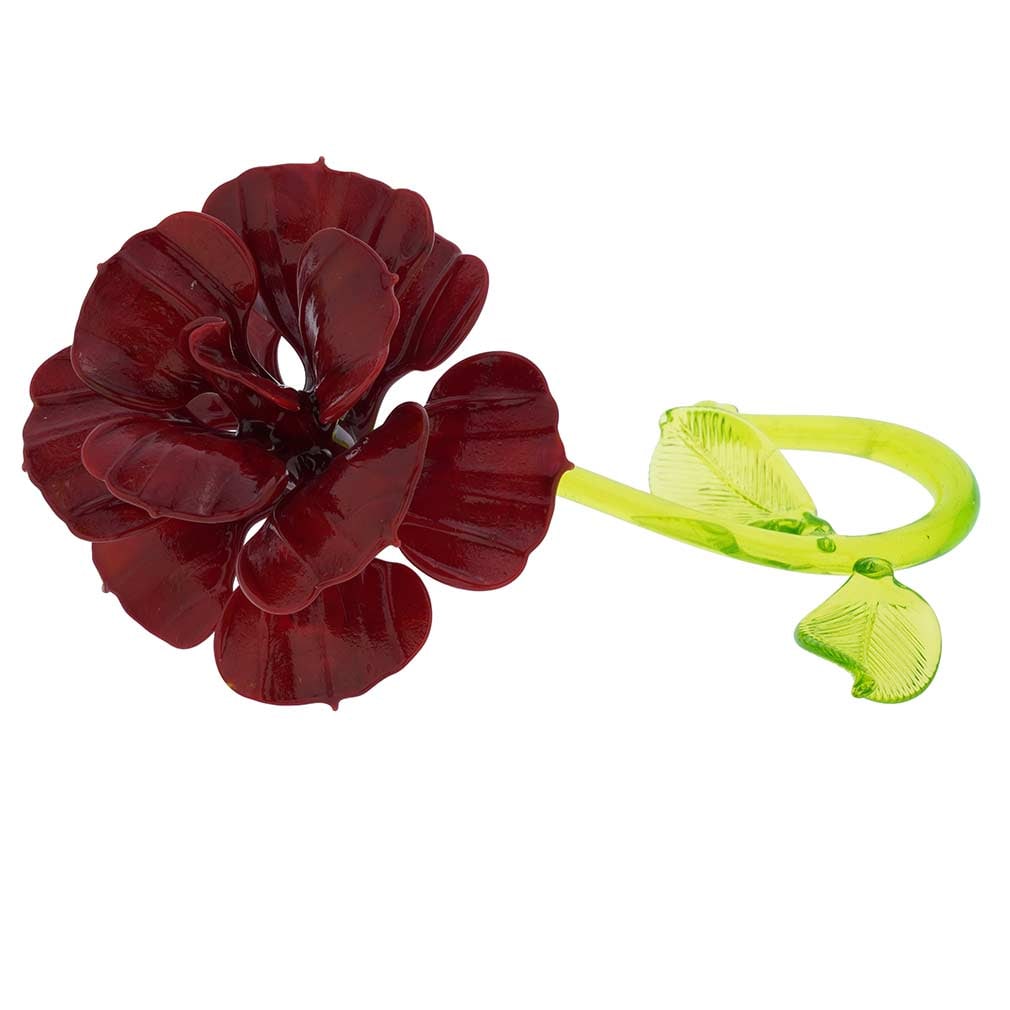 Murano Glass Red Flower: This beautiful Murano Glass Flower figurine sports rich colors and artistic design, making it a one-of-a-kind treasure. Each petal is carefully handmade under a small flame using the ancient Murano gl
