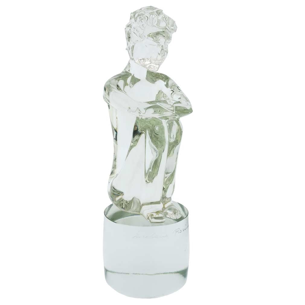 Vintage Murano Glass Sculpture The Thinker by Loredano Rosin: This vintage Murano Glass statue is a modernist Venetian art glass masterpiece crafted by famous Venetian master Loredano Rosin. Loredano Rosin is the brother of Dino Rosin and a member of one of the 