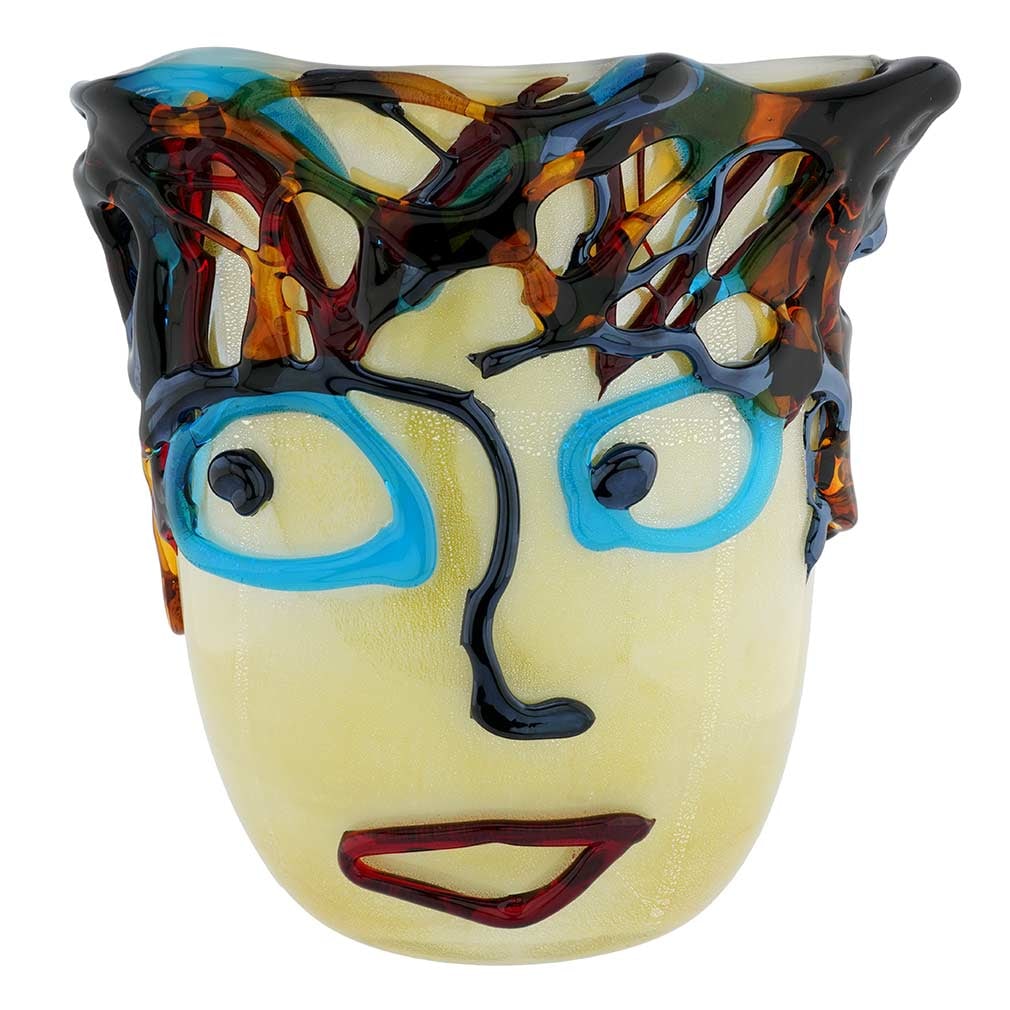 Murano Glass Picasso Head Vase - Wide: Murano Glass Art has come a long way from its humble beginnings in the 13th century Venice to the worldwide fame it enjoys today. This unique Murano Glass Picasso Head Vase is the embodiment of this d