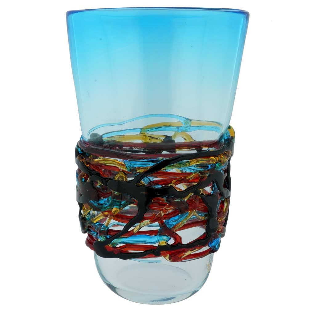Murano Glass Vesuvio Oval Vase - Aqua Blue: Murano Glass masters have no equals when it comes to crafting glassware of amazing quality and artistic value. This gorgeous Murano vase is a testament to the skills and fantasy of Murano's top glass 
