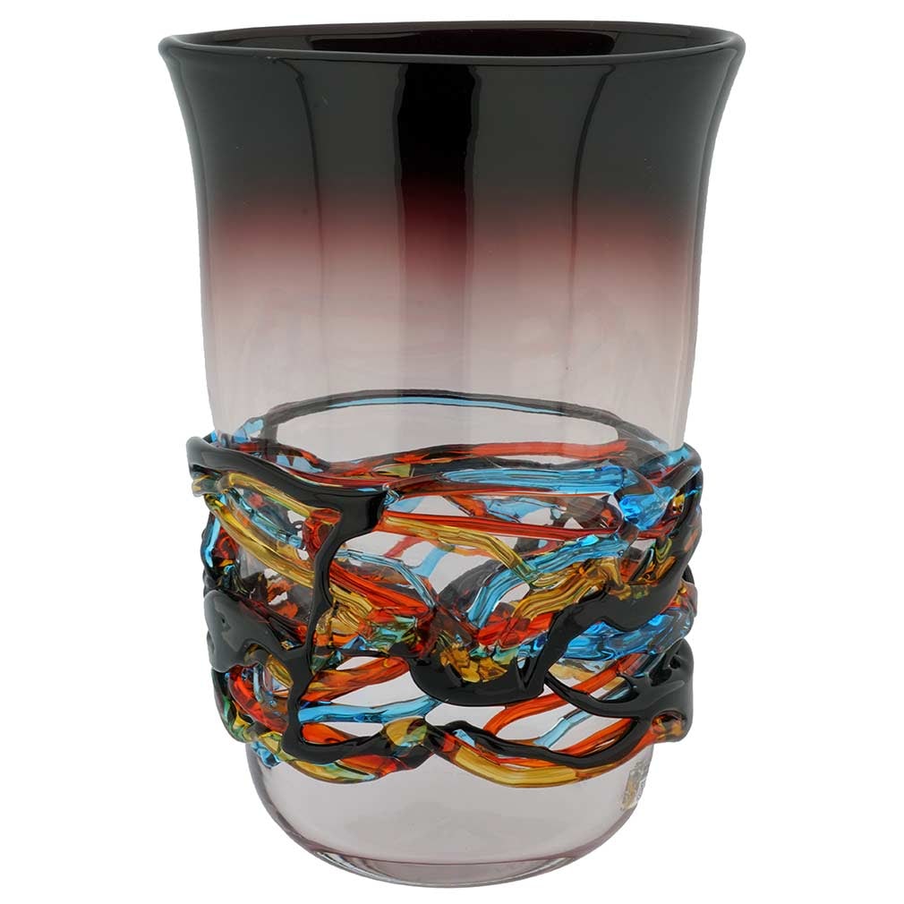Murano Glass Vesuvio Oval Vase - Purple: Murano Glass masters have no equals when it comes to crafting glassware of amazing quality and artistic value. This gorgeous Murano vase is a testament to the skills and fantasy of Murano's top glass 