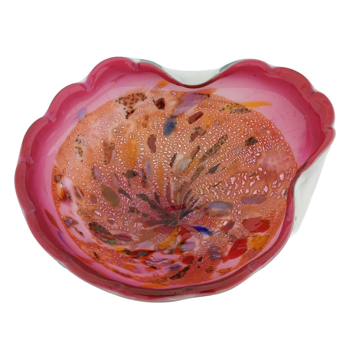 Vintage Murano Glass Leaf Bowl - Magenta Pink (1 of 6)