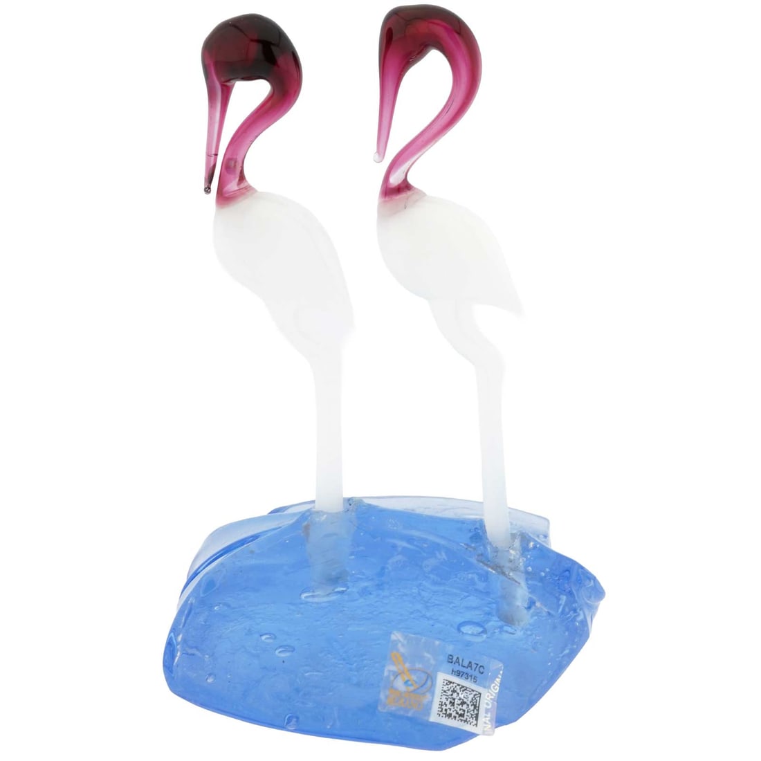 Murano Glass Pair of Heron Birds White and Purple - 7 Inch (1 of 5)