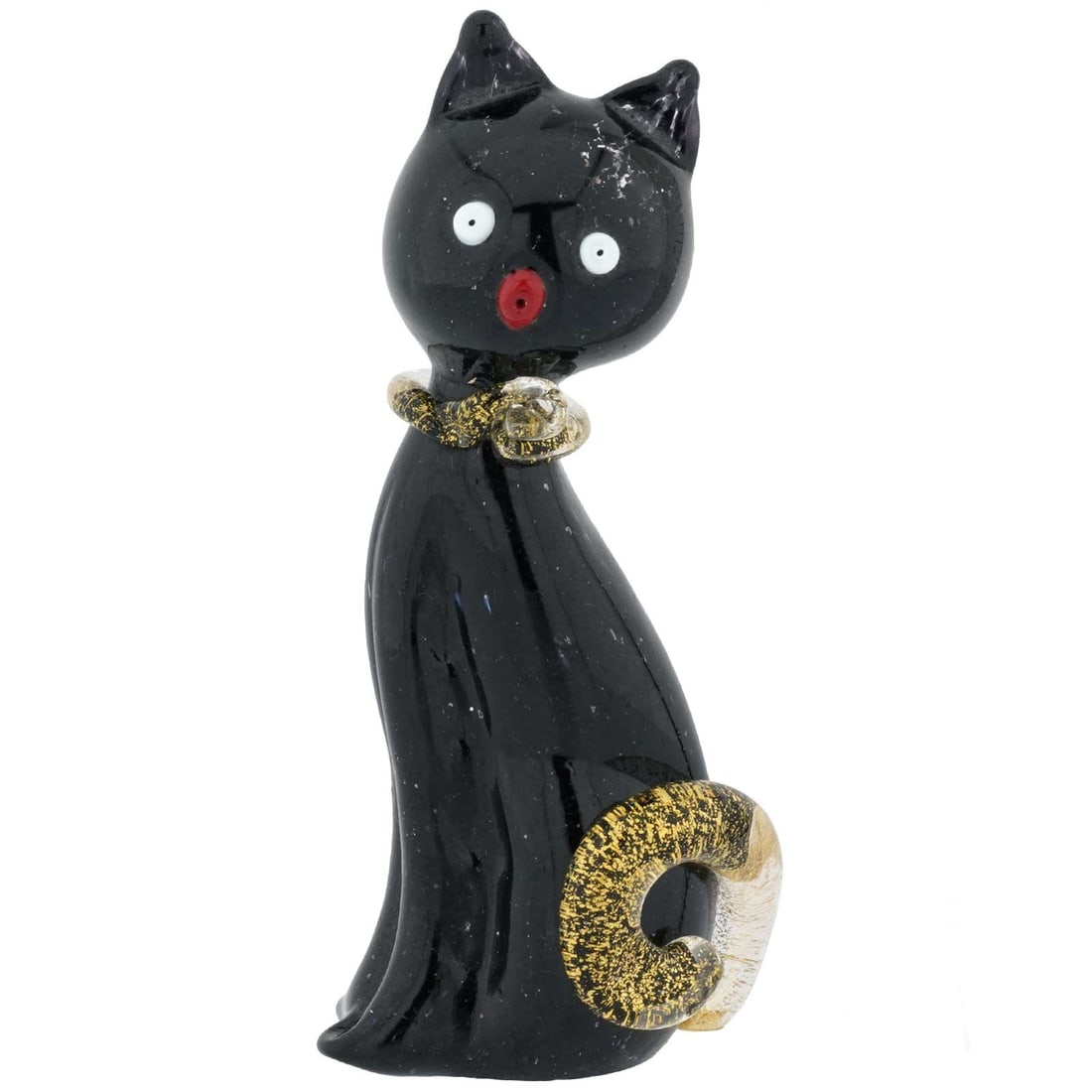 Murano Glass Cat Sculpture - Black and Gold (1 of 6)
