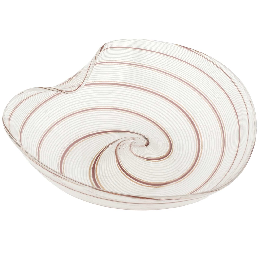 Vintage Murano Glass Swirling Filigrana Mid-Century Bowl - Transparent and Purple Sparkles (1 of 7)