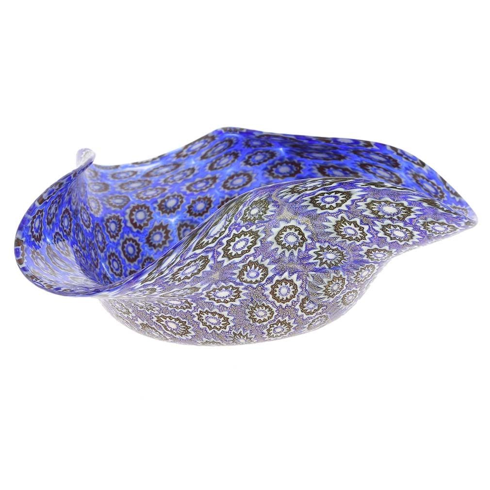 Murano Glass Millefiori Decorative Bowl - Classic Blue: Feel the breath of the Adriatic and the touch of ancient Venetian tradition with this artistic Millefiori bowl handcrafted by talented Murano Glass masters. The bowl features elegant shape, and beauti