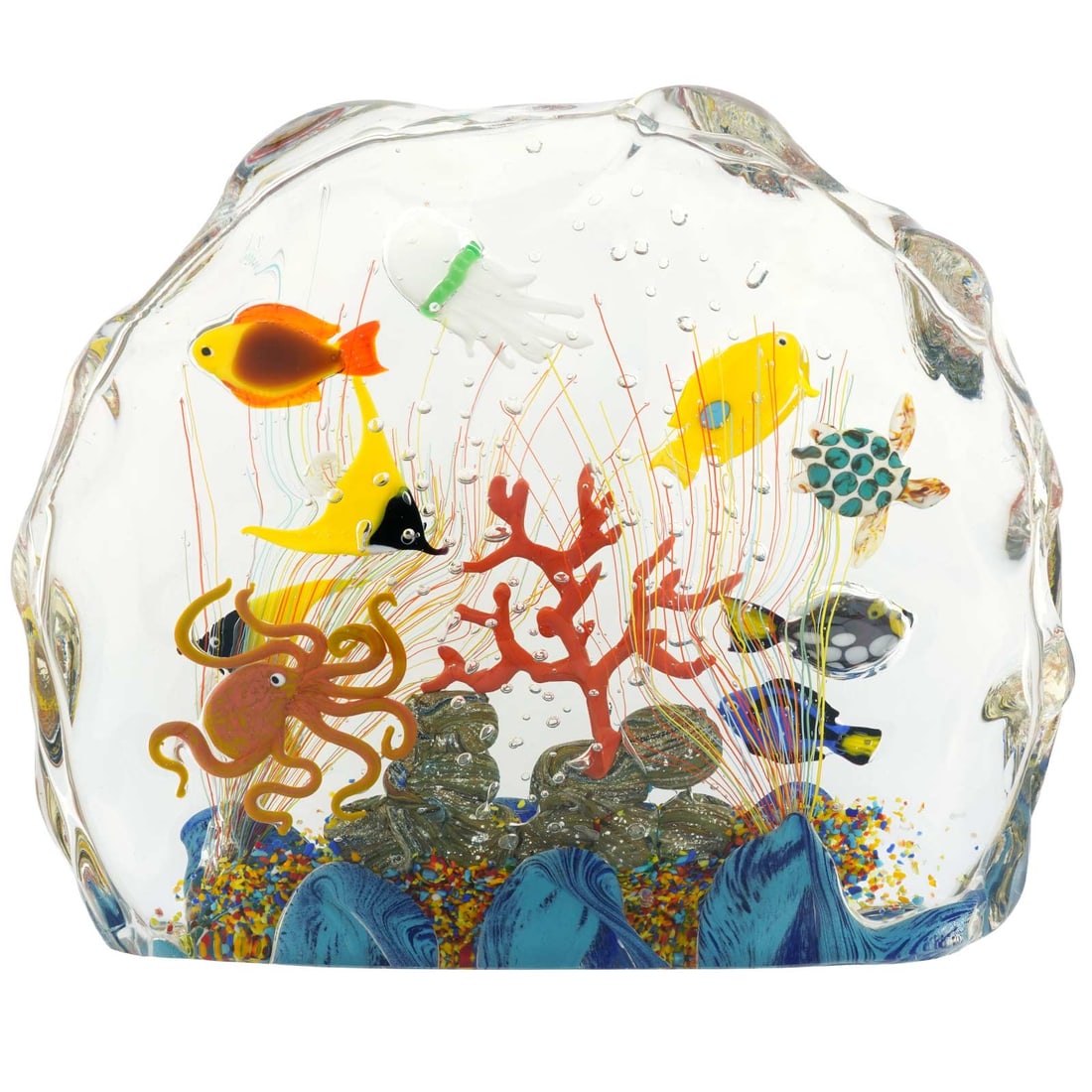 Large Murano Glass Aquarium With Fish And Sea Life - 10 fish (1 of 6)