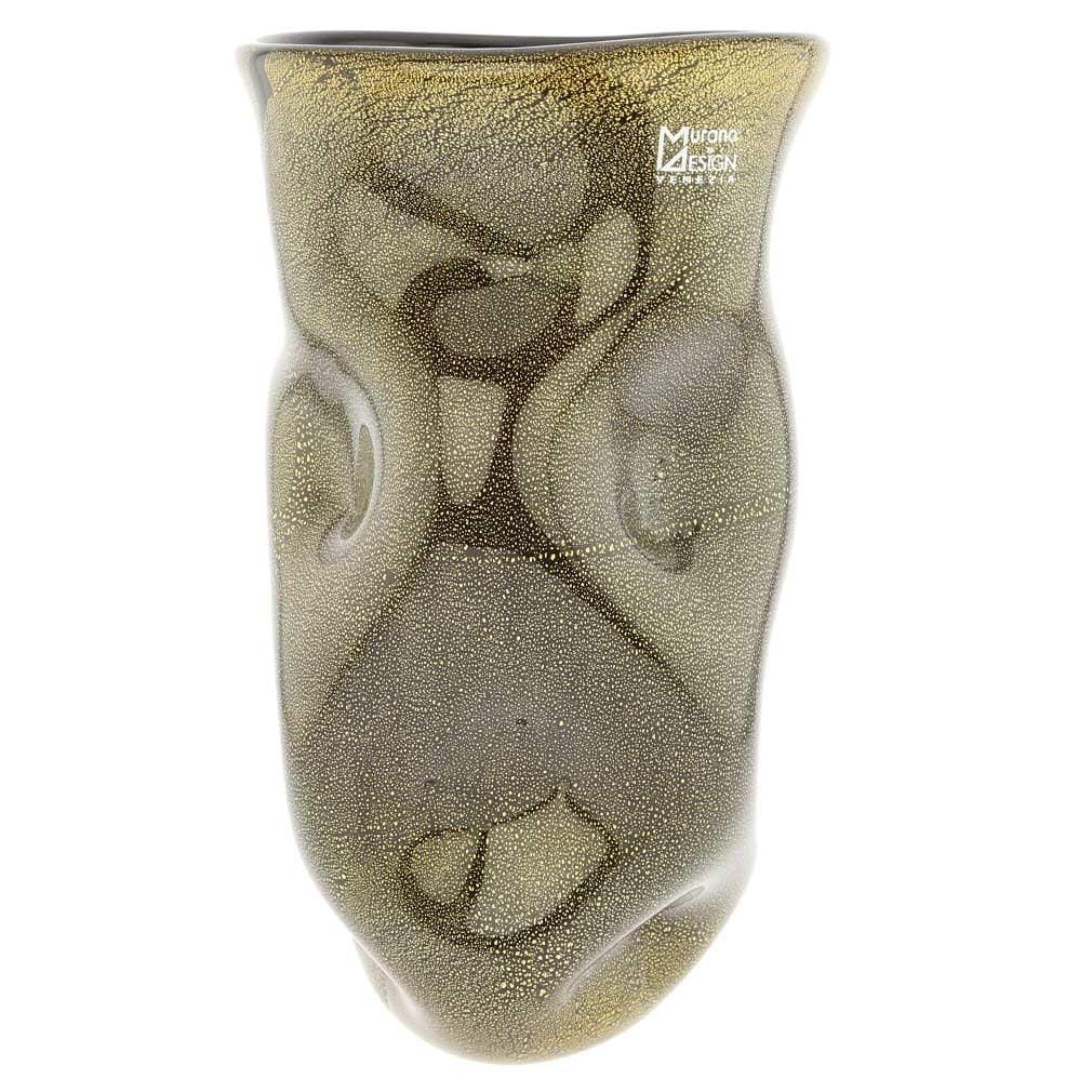 Murano Glass Wavy Vase - Black Gold (1 of 5)