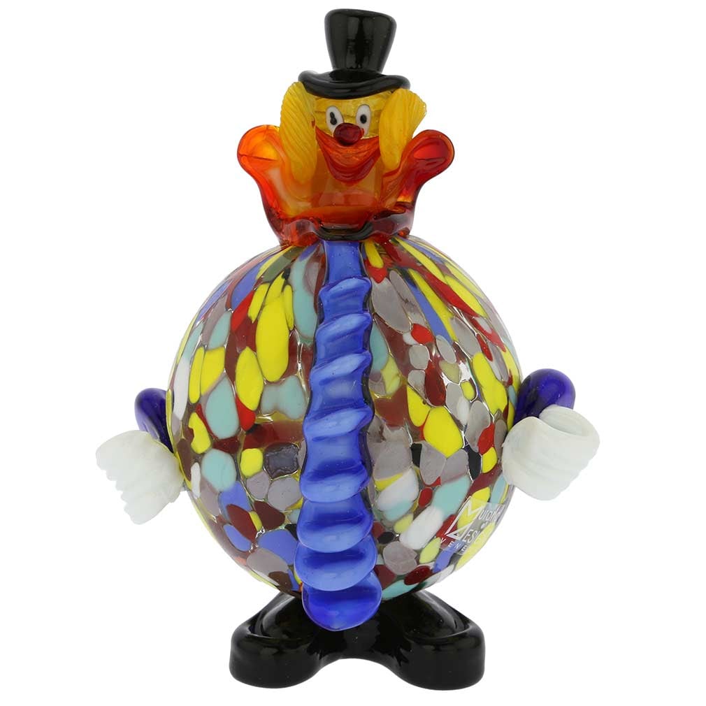 Murano Glass Clown - Round: This handcrafted colorful Murano Glass Clown figurine is made in the famous kilns of Murano Island's best glassworks, which have been creating beautiful artistic glass for centuries. With its whimsica