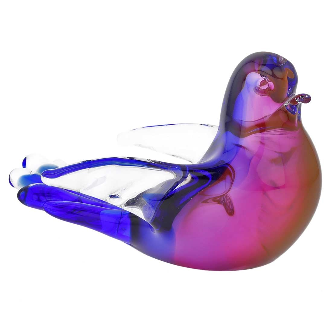 Murano Glass Dove - Rose and Blue: This delightful Murano Glass Dove sculpture will instantly bring on cheery atmosphere and add beauty and style to your surroundings. Handcrafted by Murano's expert artisans using famous Sommerso glass