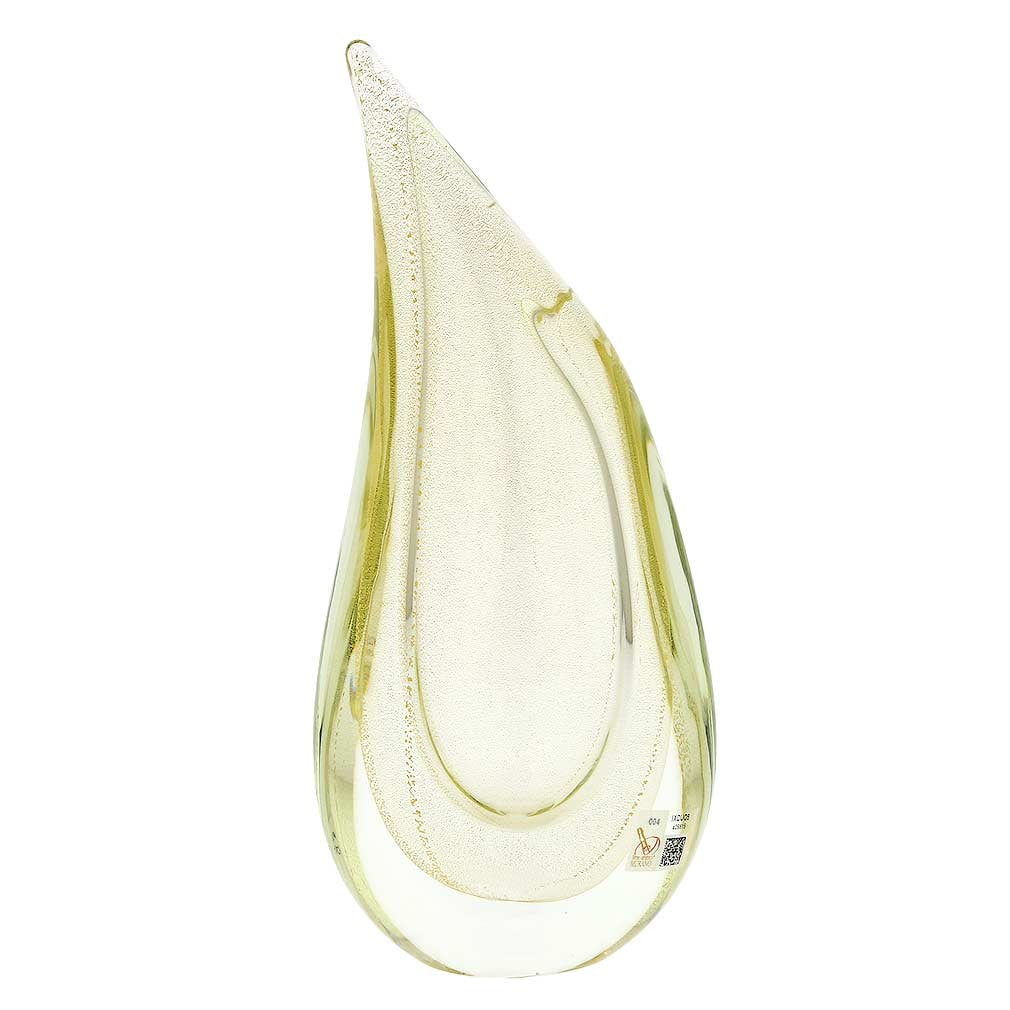 Murano Glass Sommerso Wave Vase - Sparkling Gold: This fabulous Murano Glass vase was handcrafted in a traditional way inside a family workshop on Murano island, where masters still work in a carefully choreographed process using few basic tools and 
