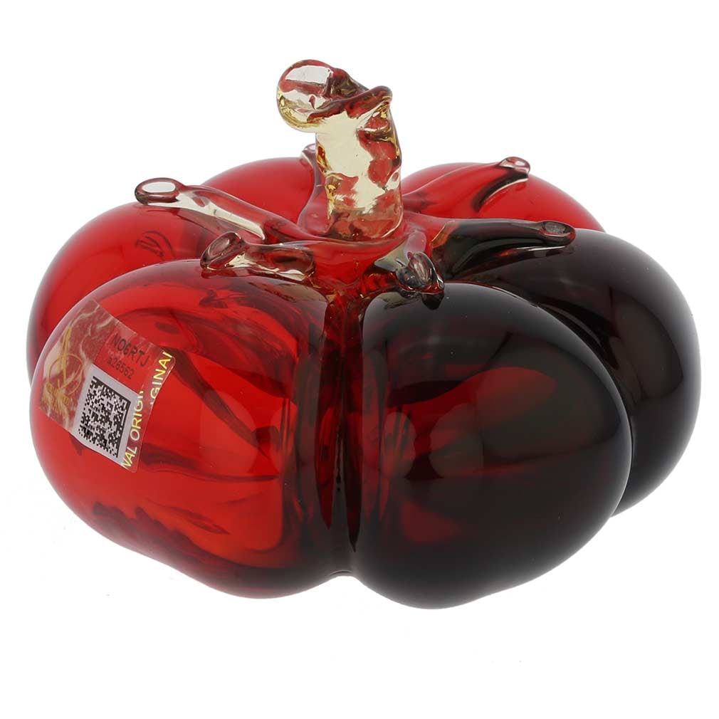 Murano Glass Tomato - Red Blue Amber: An elegant work of Murano Glass Art, this tomato adds a touch of Venetian beauty in any home or office. Designed and handcrafted by the top masters in one of the oldest traditional workshops on Murano