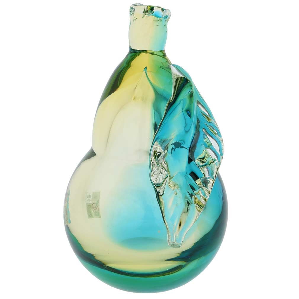 Murano Glass Pear - Amber Aqua (1 of 6)