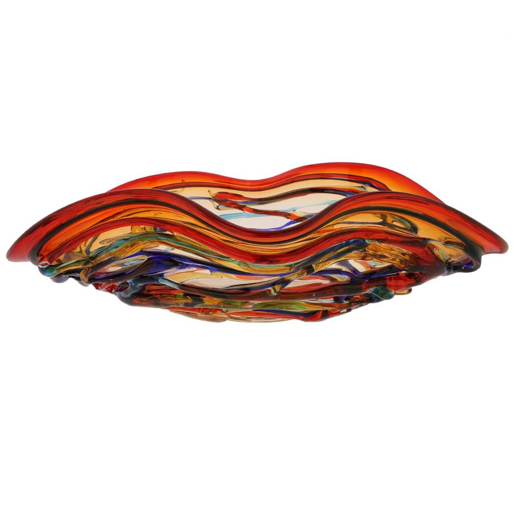 Murano Glass America Centerpiece Bowl: In the best tradition of authentic Murano Glass, this vase combines artistry and craftsmanship in ways that only Murano artists have mastered. Using just a few simple tools and basic furnaces, Murano 