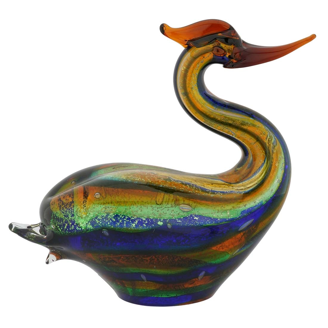Murano Glass Large Duck - Aqua Blue: Enjoy the impossible cuteness of this large Murano Glass Duck and imagine how it moves with clumsy baby steps as it comes out of the water. A testament to the exceptional skill and rich imagination of