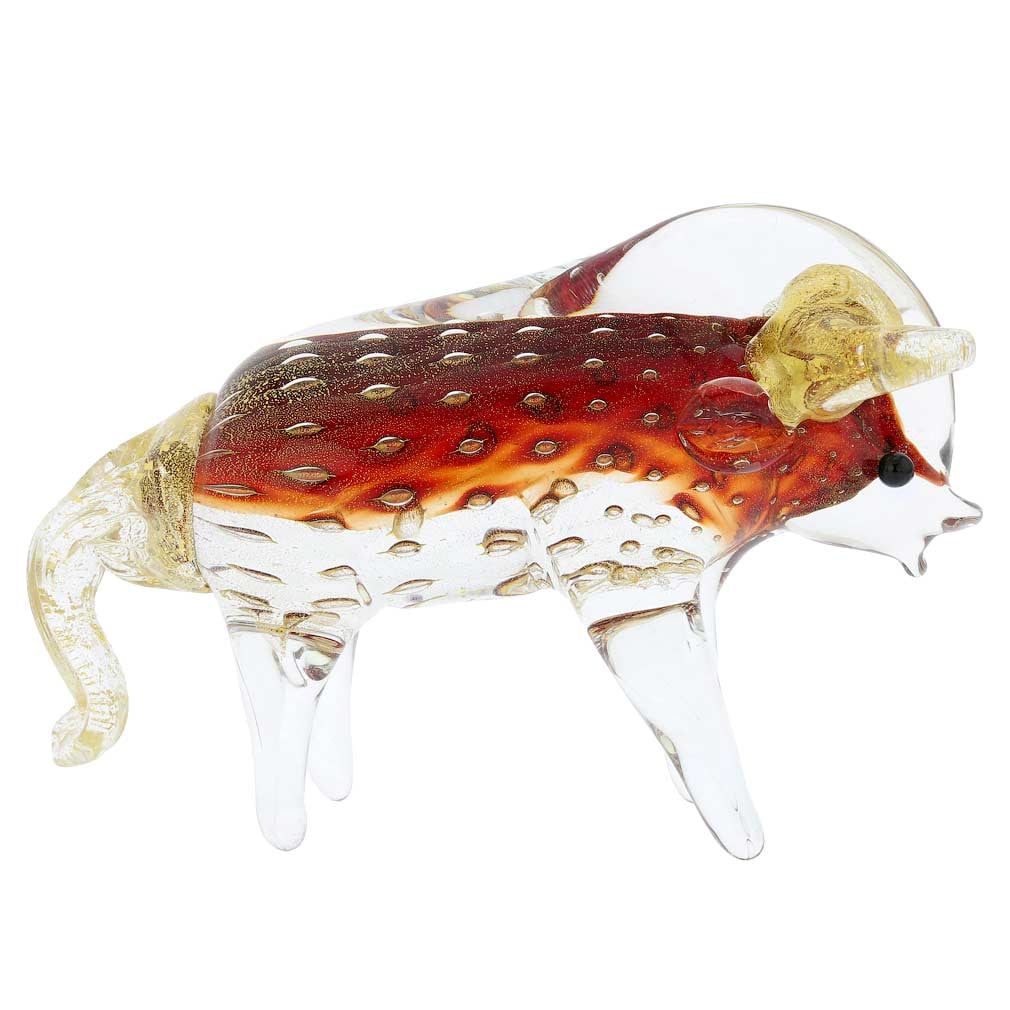 Murano Glass Bull, Ox or Taurus - Red: This beautiful Murano Glass Bull sculpture a wonderful gift with a special meaning. An ox or a bull is a well-known symbol of strong will, power, and perseverance, as well as financial success. In add