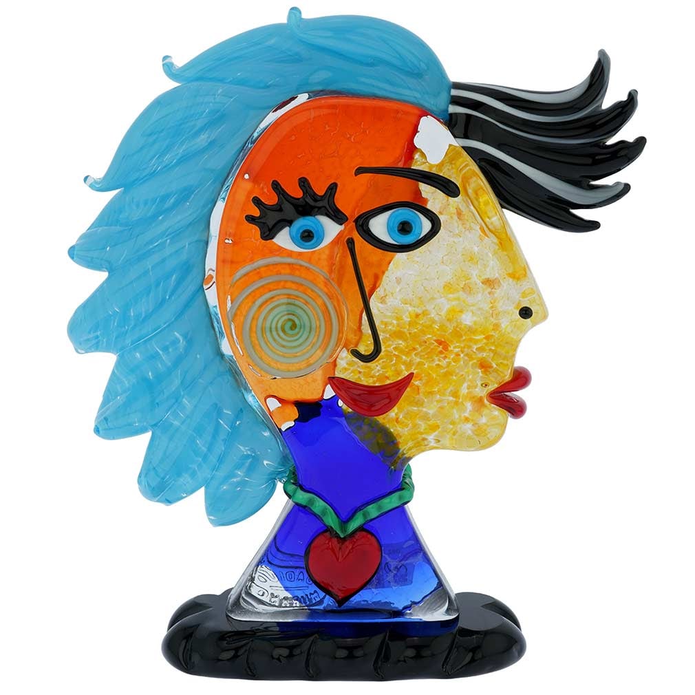 Murano Glass Picasso Head Of A Woman With Blue Hair (1 of 6)