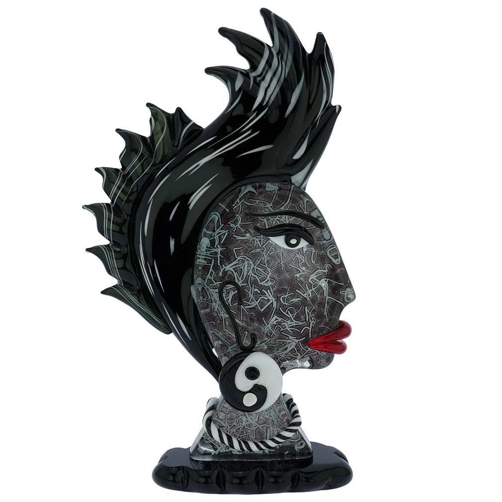 Murano Glass Picasso Head Of An African Woman: Inspired by the legacy of the most innovative artist of the 20th century, Pablo Picasso, this Murano Glass Face of an African Woman is hand-crafted in one of the most prominent glass factories on