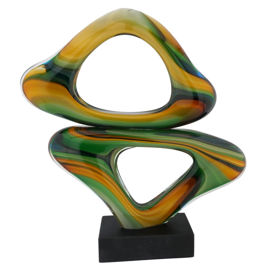 Murano Glass Abstract Sculpture - Blue Green Brown (1 of 8)