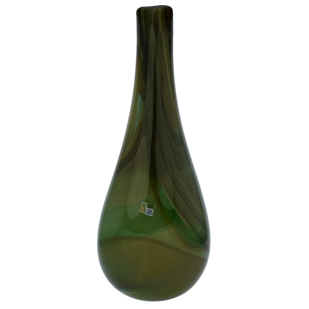 Murano Art Glass Vase - Green Brown: This Murano Glass vase represents Art Glass at its best - a creation of Murano Glass masters that merges modernity and classicism. The vase features clean lines and classic shape with a beautiful natu