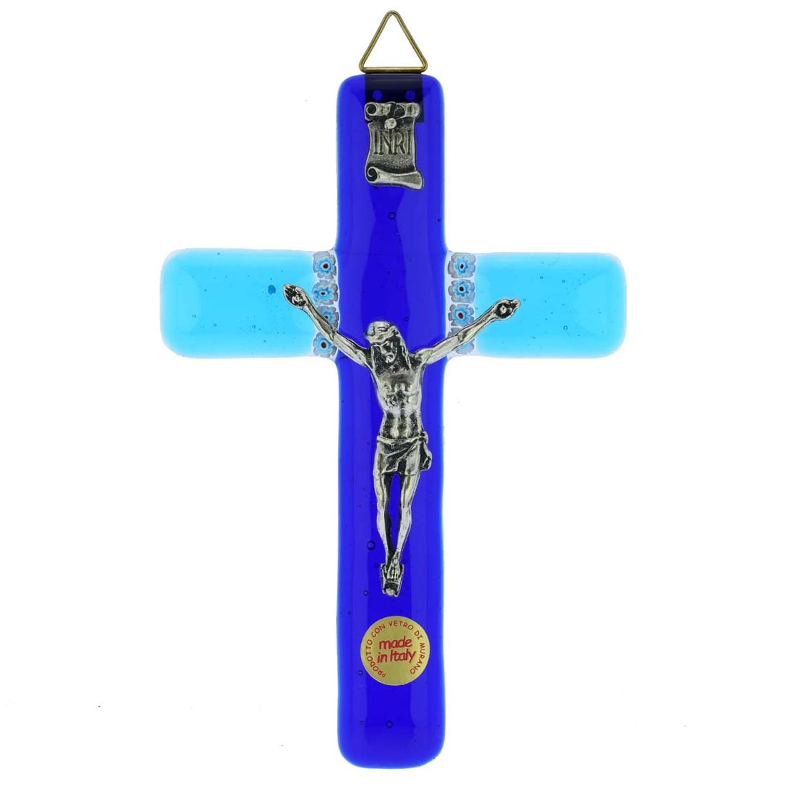 Murano Glass Wall Crucifix: This Murano Glass Crucifix wall figurine represents the combination of the ancient artistic tradition of Murano glass and the importance of religion and spirituality for Venetians and Italians. This M