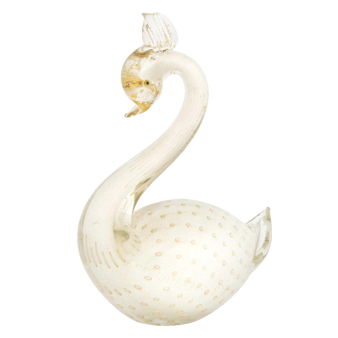 Vintage Murano Glass White Swan Bullicante Barbini Design (1 of 4)