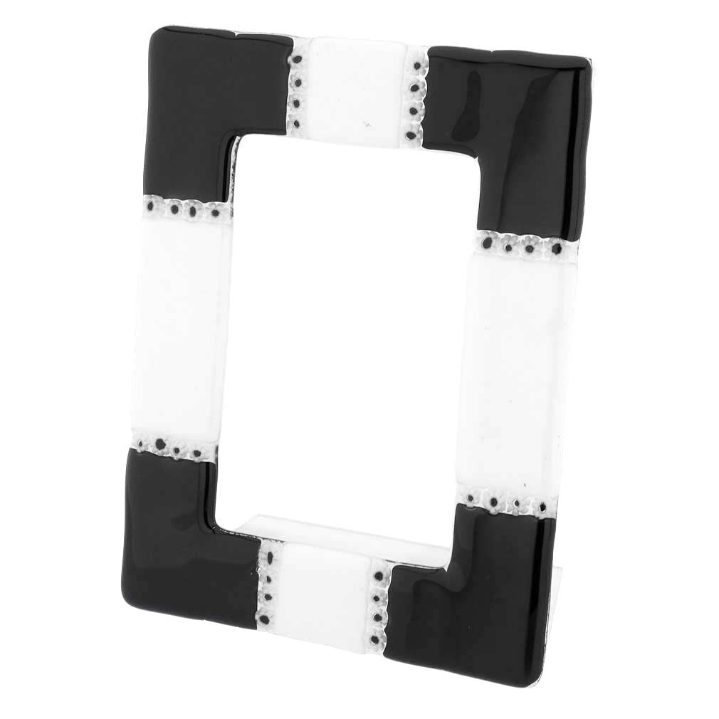 Murano Glass Photo Frame Ducale Black and White 4X6 Inch: This elegant Murano Glass photo frame offers a unique way to display your photos with a touch of Venetian style and Italian sophistication. Entirely handmade by the master artisans on Murano Island in