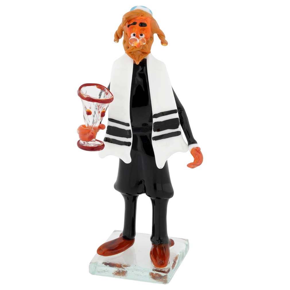 Murano Glass Rabbi with Kiddush Cup: Venice has been a large center of Jewish life and culture in the middle ages, with the vibrant Jewish community of those who fled persecution in other parts of Europe and beyond. While not exactly a p