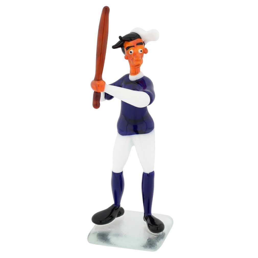 Murano Glass Baseball Player: Murano Glass masters are not simply craftsmen but talented artists who watch everyday life and skillfully portray it in glass with originality, humor, and a keen eye for detail. This meticulously craf