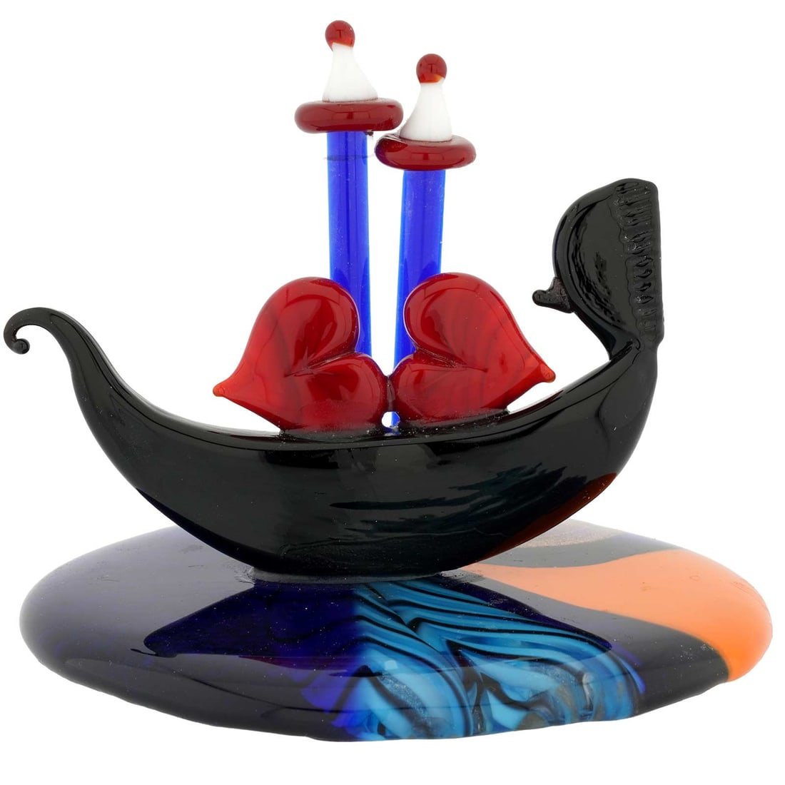 Murano Glass Romantic Hearts Gondola - Small (1 of 5)