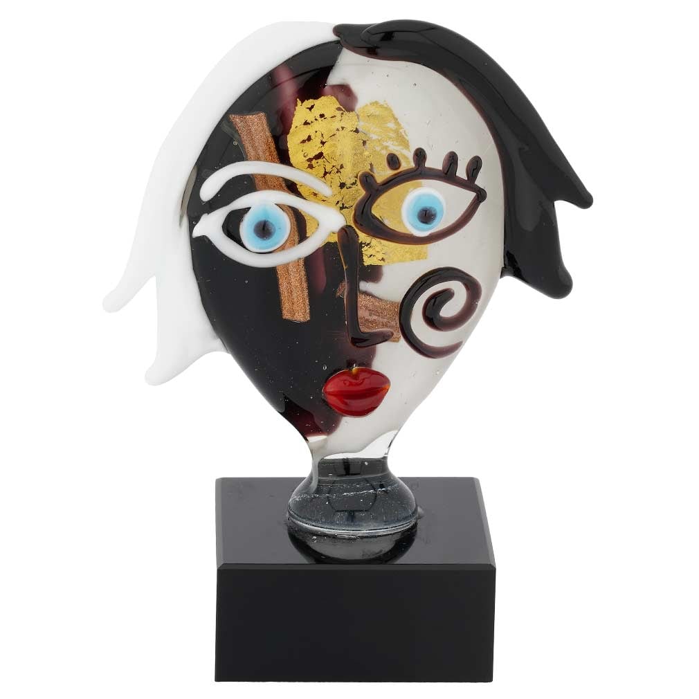 Murano Glass Picasso Head Of A Woman - Small: Murano Glass art shines brightest when it explores themes in modern art, such as this small but stunning Picasso Head figurine. In a tribute to Pablo Picasso, talented Murano Glass artists created thi