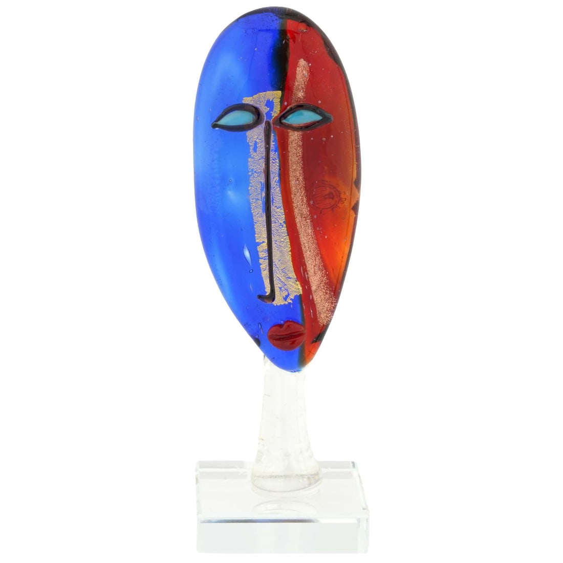 Murano Glass Modigliani Head Of A Woman - Small: Murano Glass art shines brightest when it explores themes in modern art, such as this small but stunning Modigliani Head figurine. In a tribute to Italian painter Amedeo Modigliani, talented Murano Gl