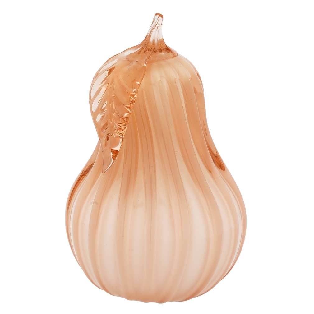 Murano Glass Pear Attr. Alfredo Barbini - Pink and Gold Flecks: Exquisite, tender, and sparkling with 24K gold flecks, this vintage Murano Glass Pear figurine adds a touch of Venetian beauty to any home or office. Attributed to prominent Murano Glass artist Alfred