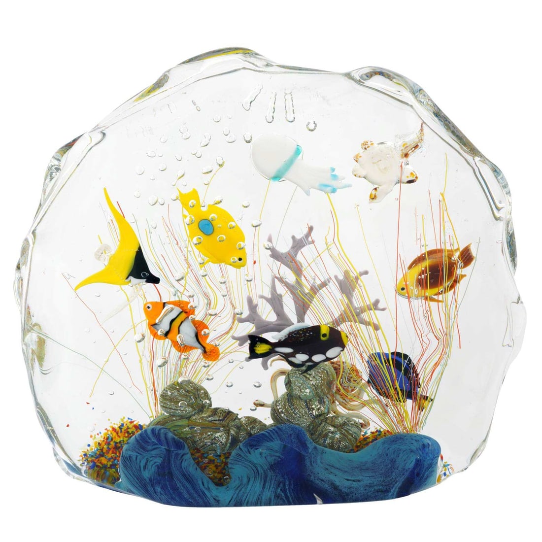Large Murano Glass Aquarium With Fish And Sea Life - 10 fish (1 of 6)