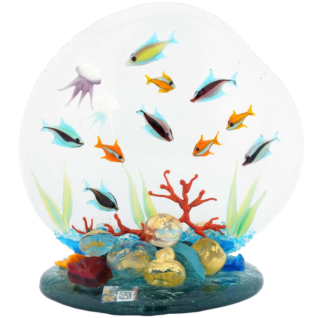 Large Murano Glass Aquarium With Fish And Corals: Murano Glass Aquariums are appreciated by fans and collectors alike because they convey everything that Murano Glass is famous for - exquisite craftsmanship, luminosity, unique beauty, and artistic va