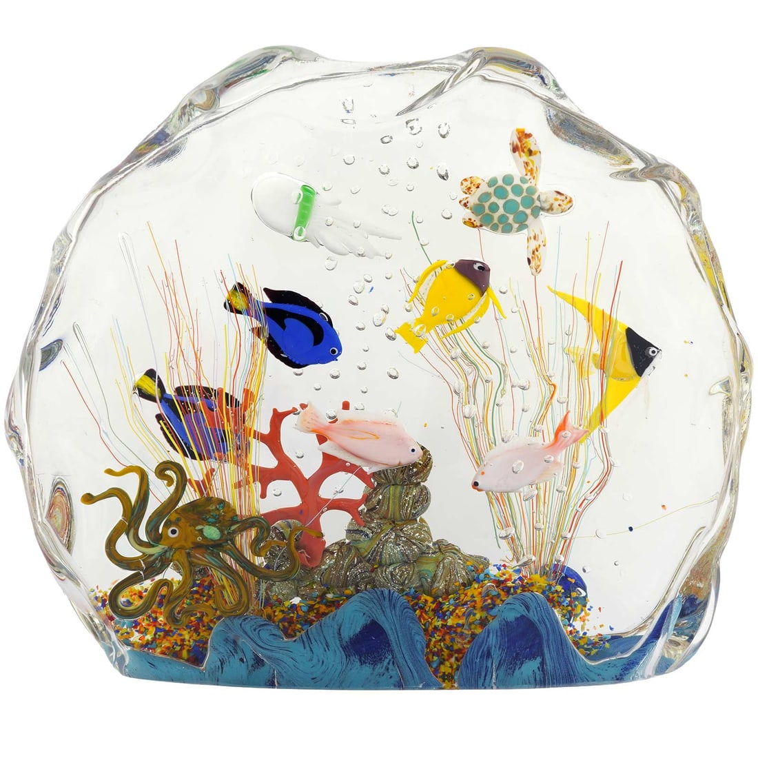 Large Murano Glass Aquarium With Fish And Sea Life - 10 fish (1 of 6)
