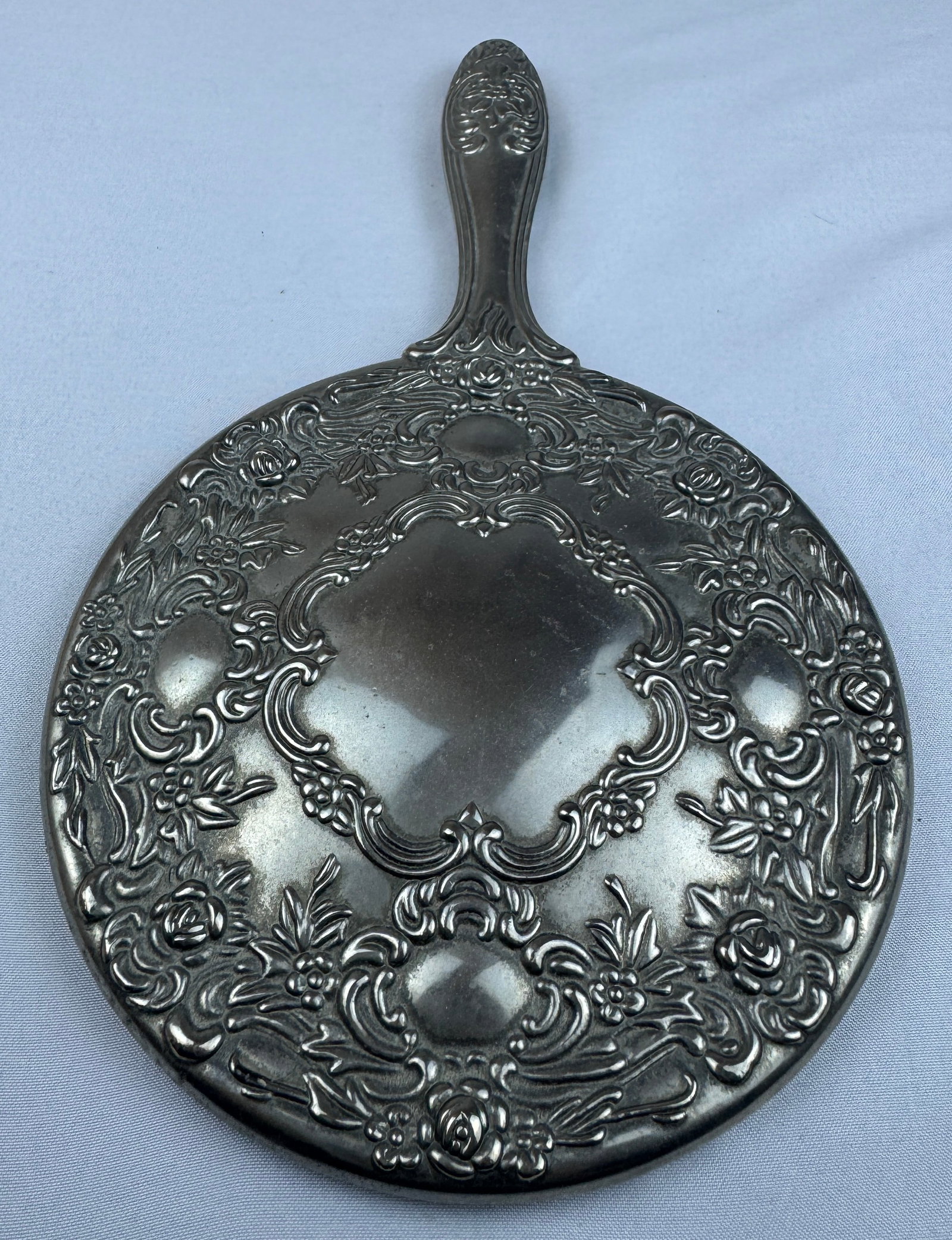 Antique Solid Sterling Silver Hand Mirror - 2
