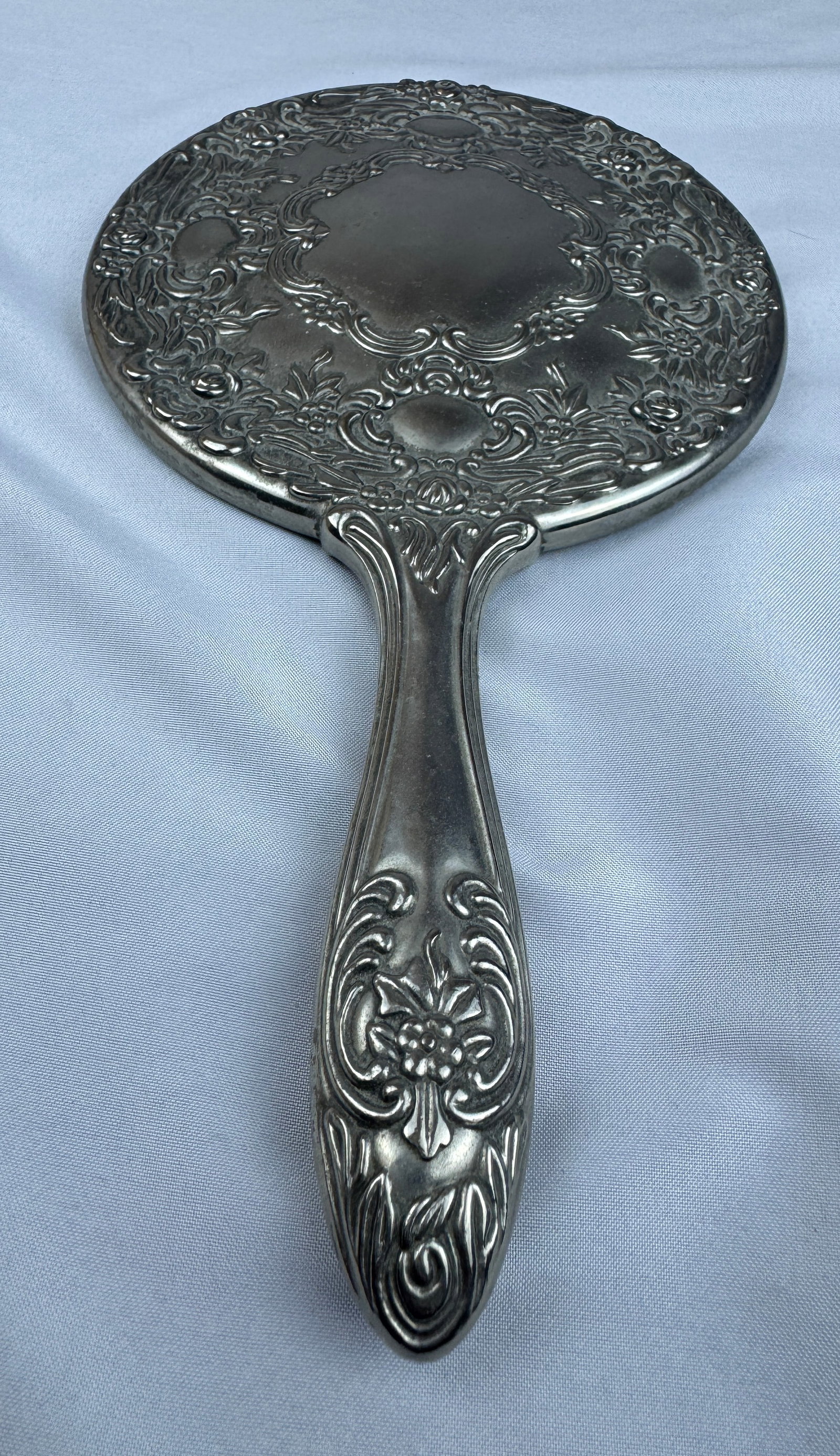 Antique Solid Sterling Silver Hand Mirror - 7
