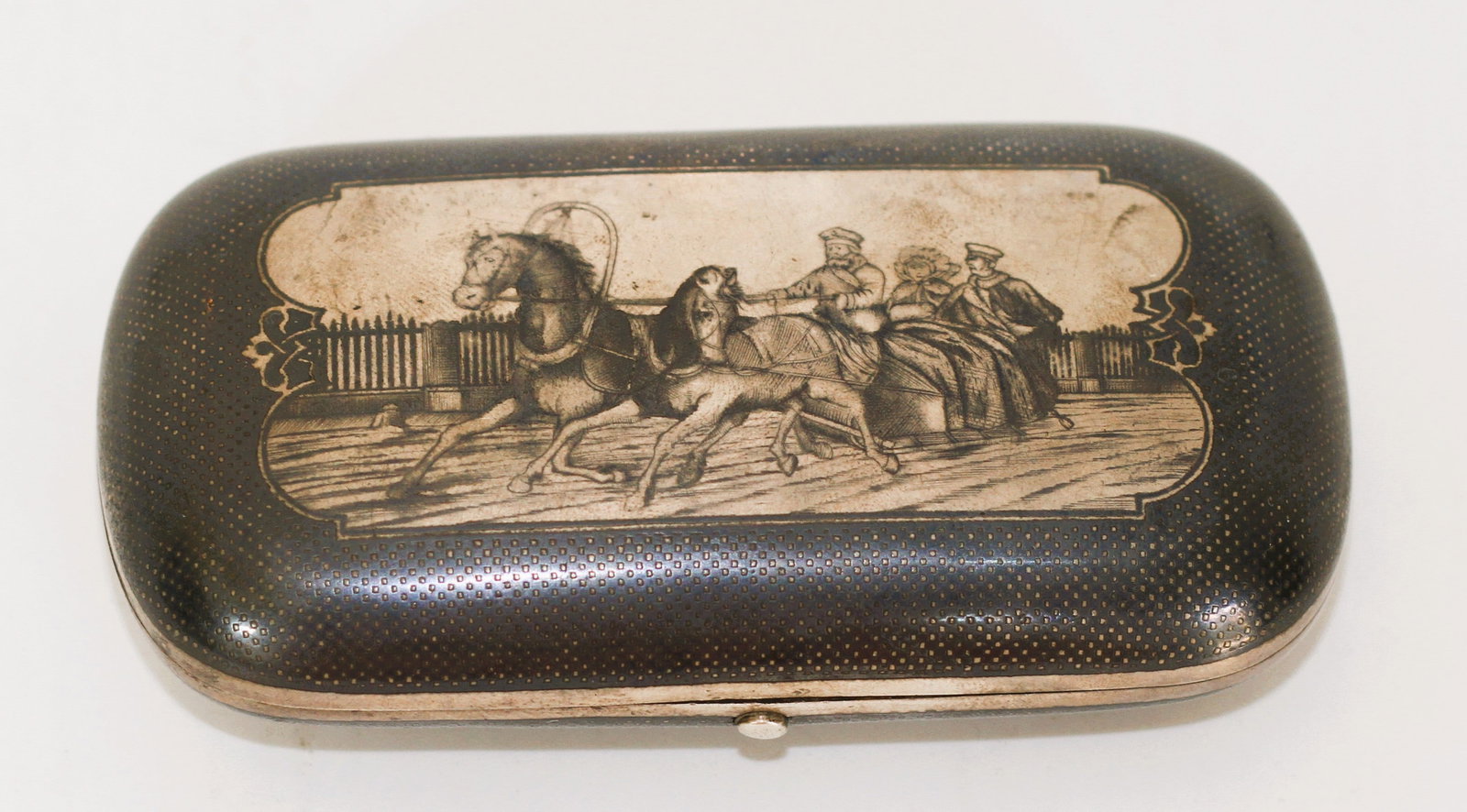 Russian Silver And Niello Cigarette Case, Troika, Mark Of GK (1 of 6)