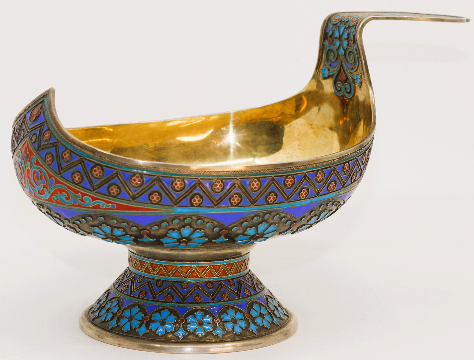 Russian Silver And Cloisonne Enamel Kovsh (1 of 4)