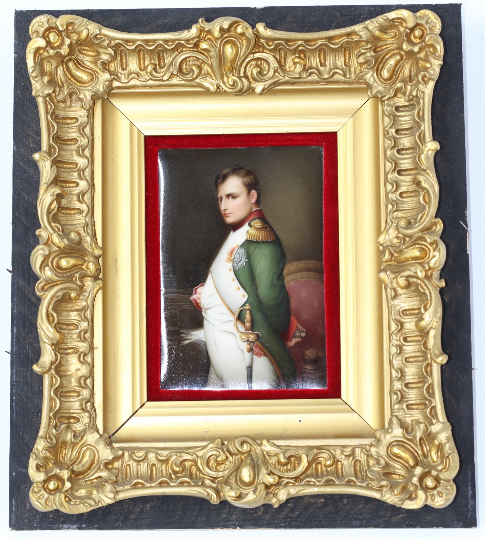 Antique Hand-Painted Porcelain Framed Plaque or Panel of Napoleon Bonaparte (1 of 4)