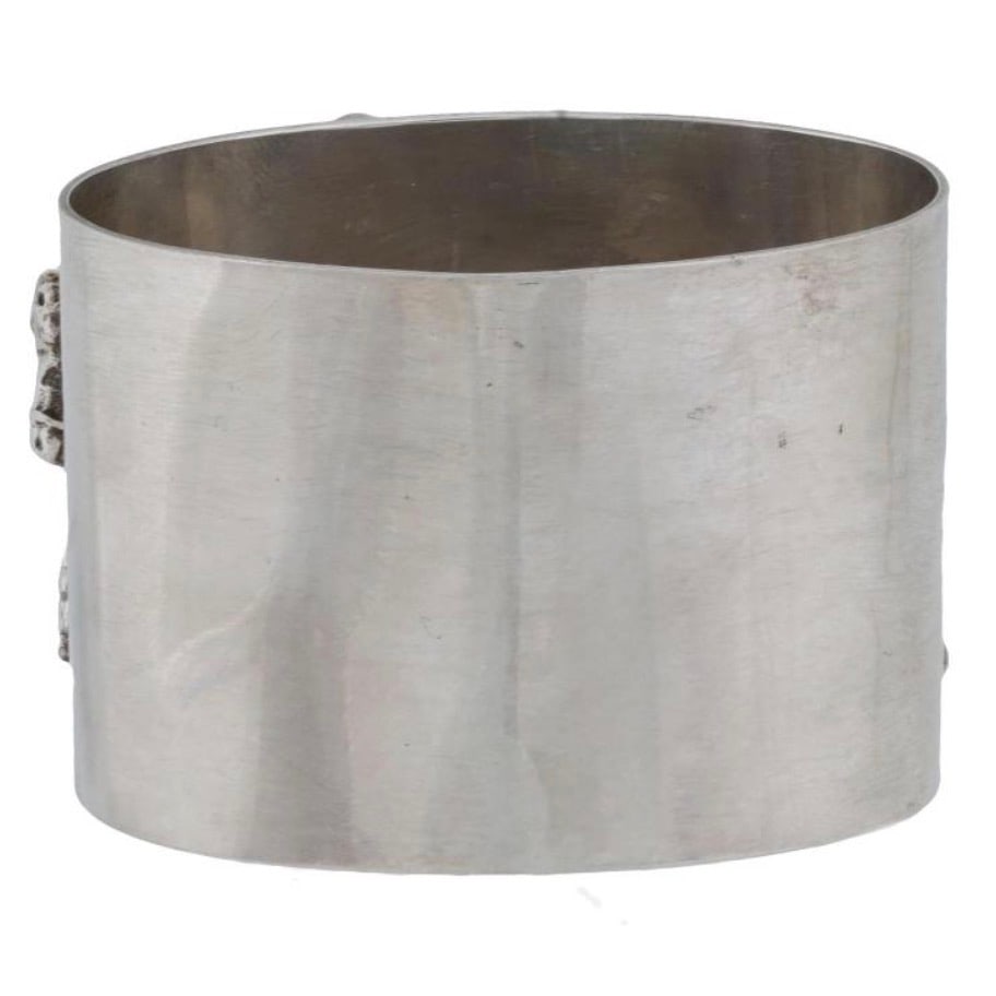 RUSSIAN SOLID SILVER NAPKIN RING WITH RELIEF TROIKA - 4