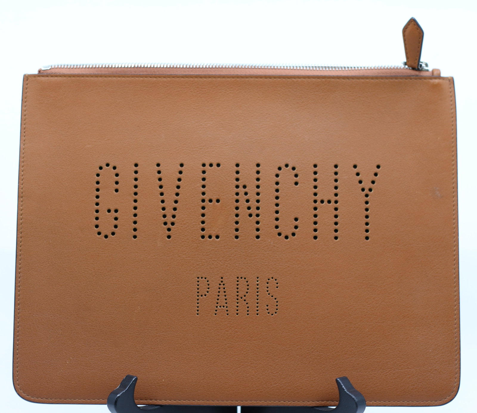 Givenchy Paris Brown Leather Logo Zip Portfolio Clutch / iPad Holder (1 of 3)