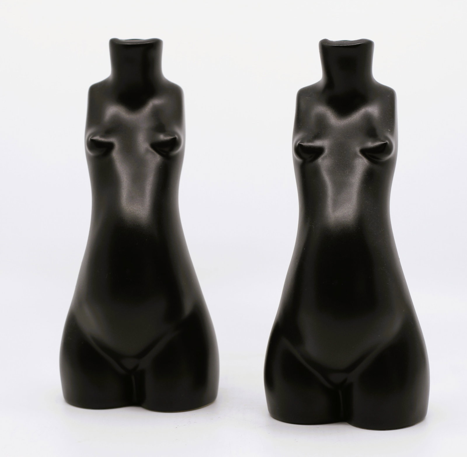 Pair of Contemporary Jonathan Adler Muse Matte Black Female Torso Ceramic Bud Vases (1 of 5)