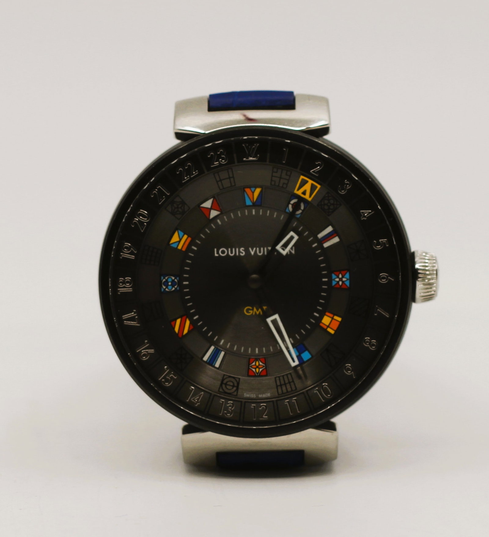 Louis Vuitton Tambour GMT Sailing Cup Automatic Wristwatch with Blue Alligator Strap (1 of 7)