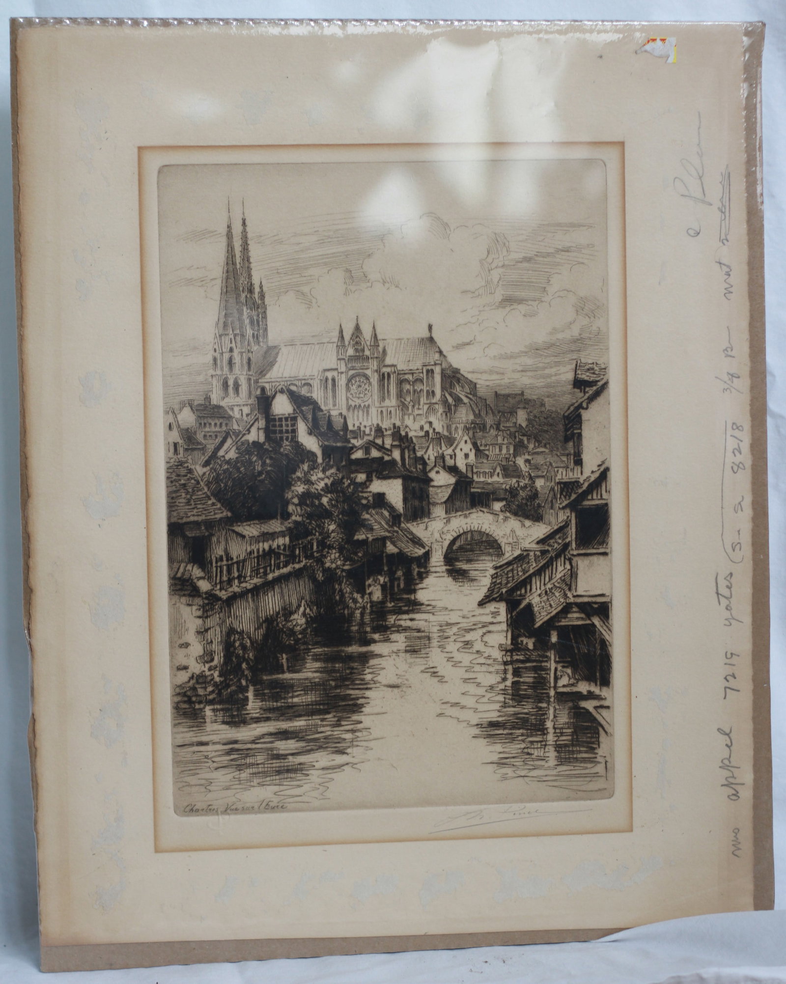 Signed French Etching, Chartres Vue sur l’Eure (1 of 3)
