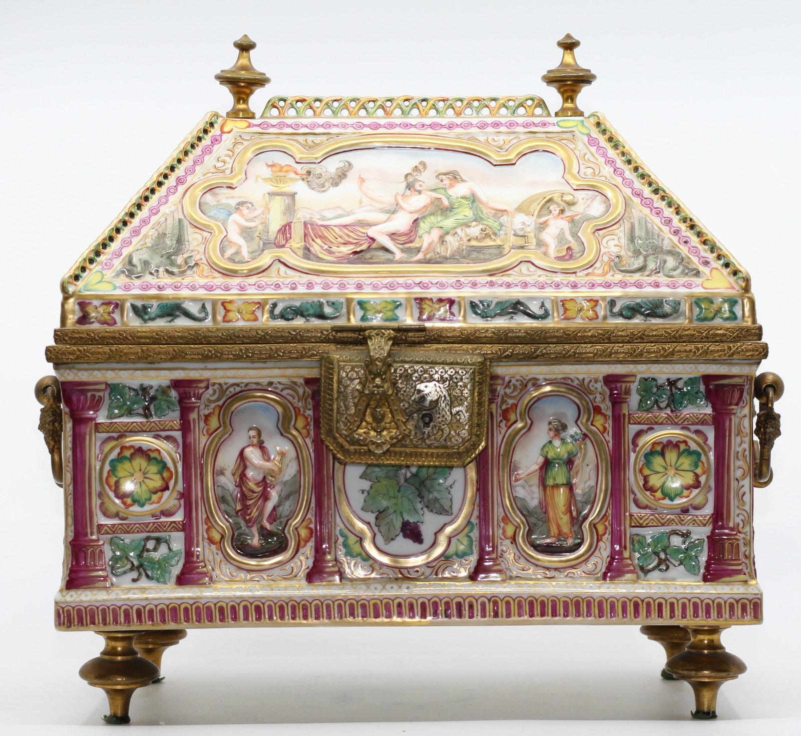 19th-Century Capodimonte Porcelain and Gilt-Bronze Mounted Casket (1 of 11)