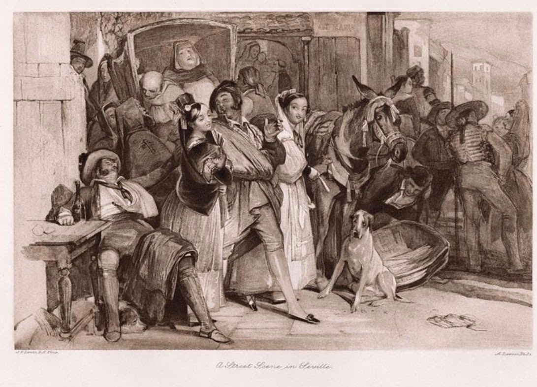 John Frederick Lewis, A Street Scene in Seville, 1892 Heliogravure: John Frederick Lewis (English, 1804?1876), A Street Scene in Seville. Antique heliogravure on wove paper after the original composition, executed by British etcher Alfred Dawson (1843?1931) and publis
