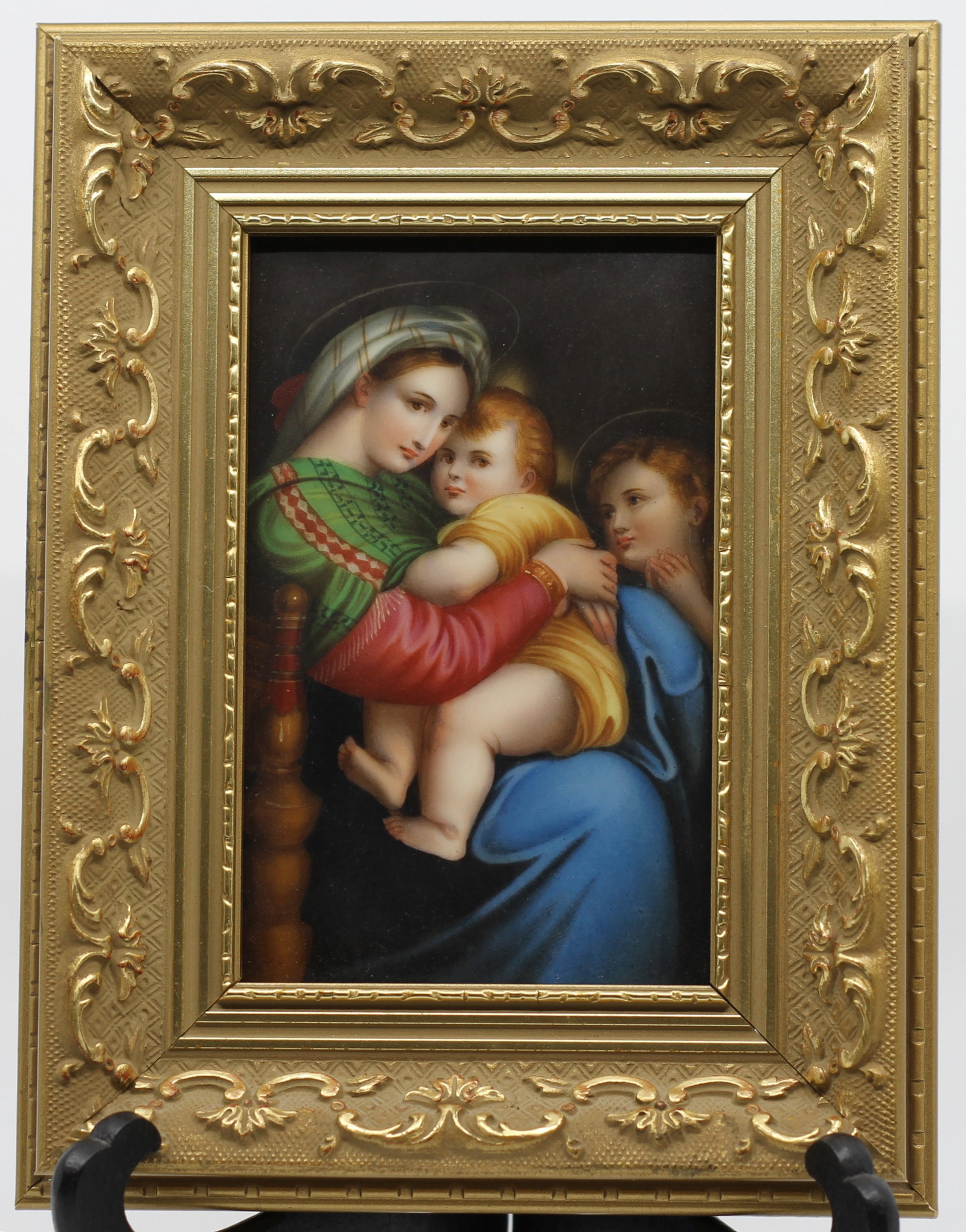 After Raphael German Hand-Painted Porcelain Plaque, Madonna della Seggiola, c. 1900 (1 of 3)