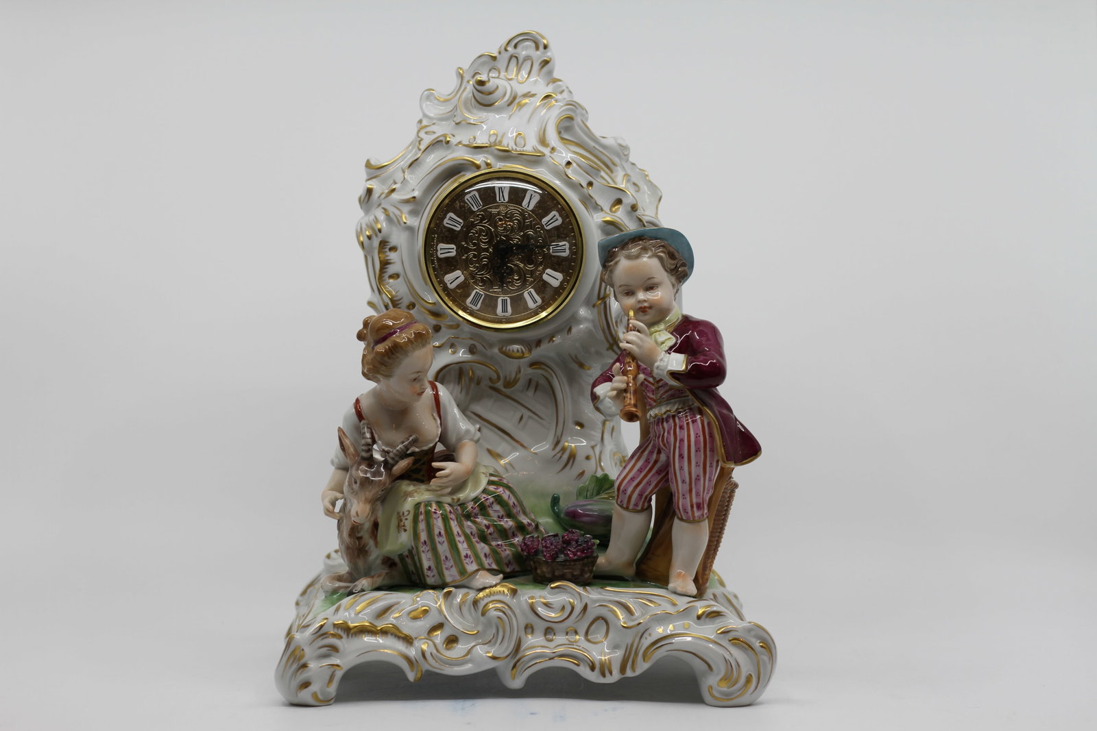 Rococo-Style Porcelain Figural Mantel Clock (1 of 6)